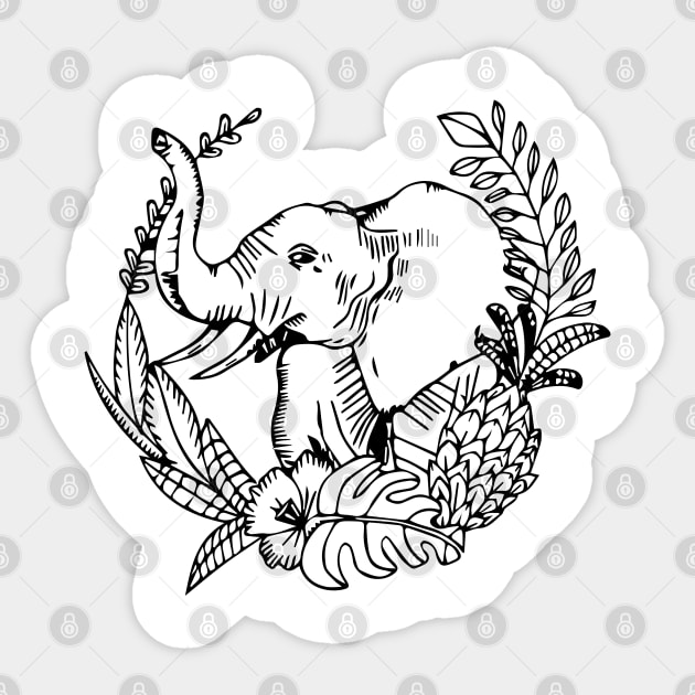 Vintage Elephant Sticker by MinimalLineARt